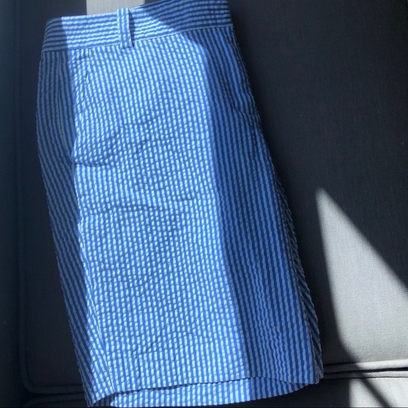 J Crew Blue White Seersucker Shorts Size 8 - Picture 5 of 5